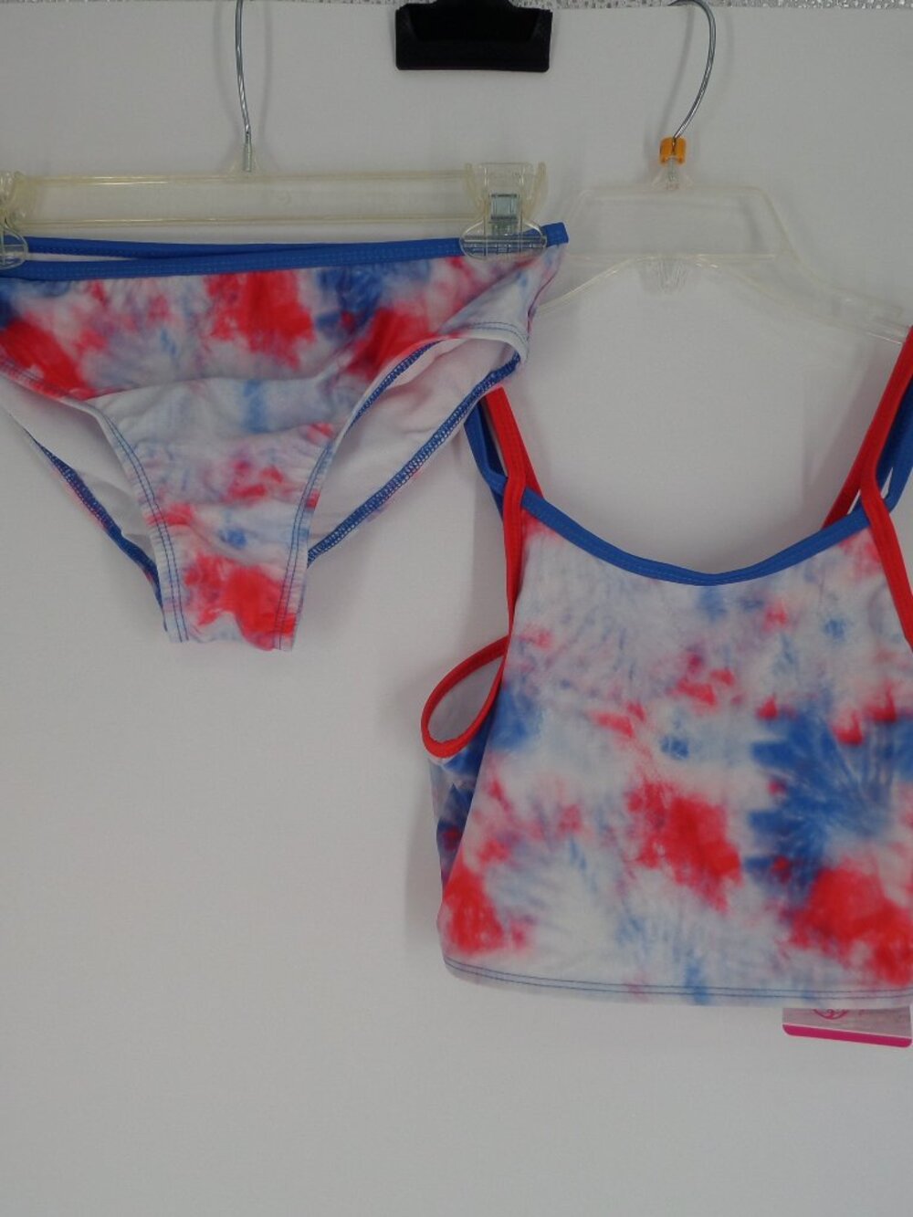 Reel Legends Girls Two Piece  Red White and Blue Swimsuit Size Medium NWT